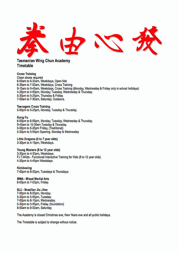 red-boat-kung-fu-ulverstone-timetable